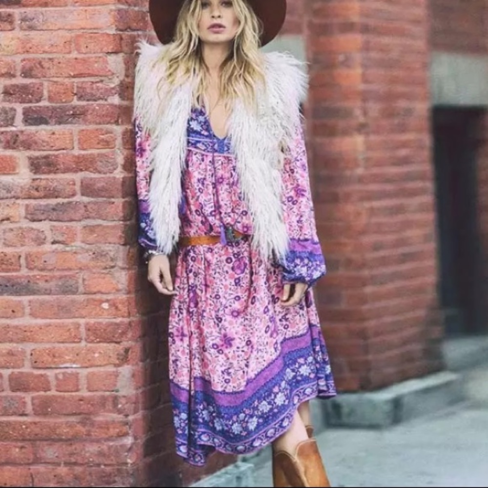 Folk Town Maxi DRESS Blossom Floral NEW Pink - Picture 2 of 7